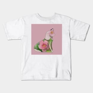 Apple blossom pretty kitty watercolor Kids T-Shirt